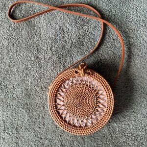 Woven Round Rattan Crossbody Purse